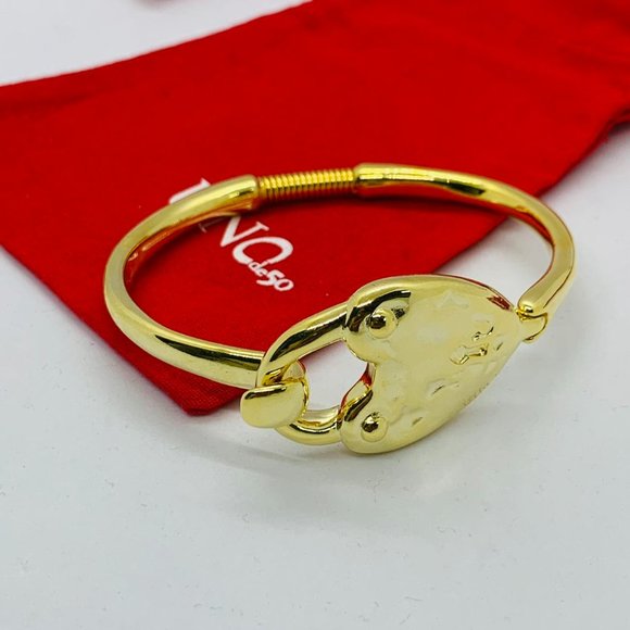UNO de 50 Bracelet - Heart Lock Hinged Bracelet Gold-Plated Bead Unisex - Picture 3 of 6
